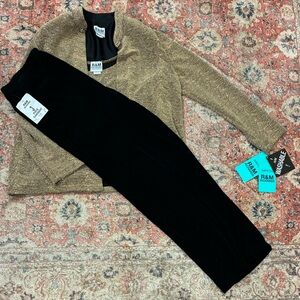 R&M Richards Gold Metallic Knit Shell & Jacket with Black Pants